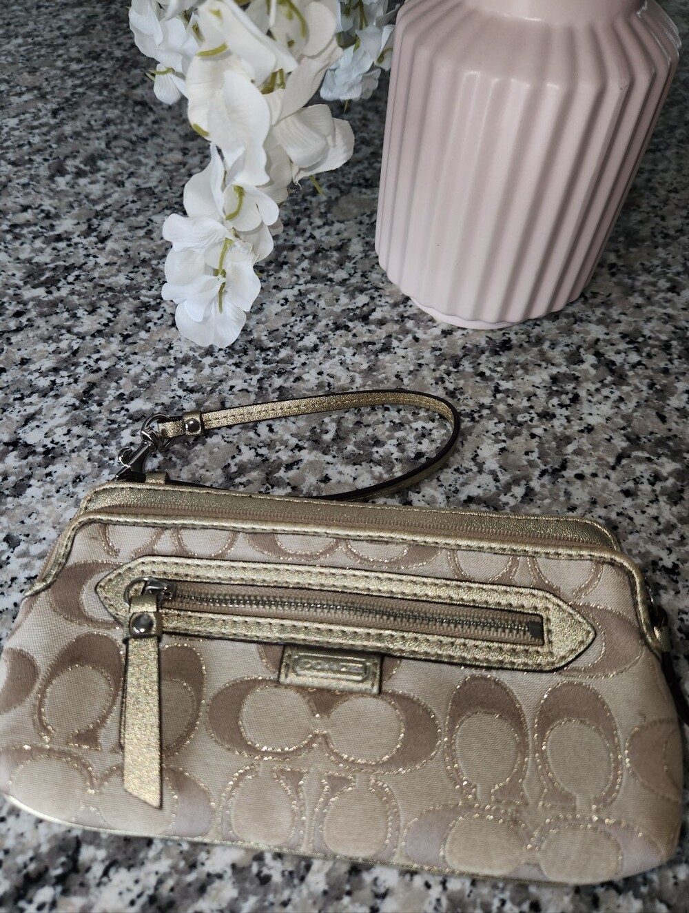 Vintage Coach Gold Mini Purse/wristlet